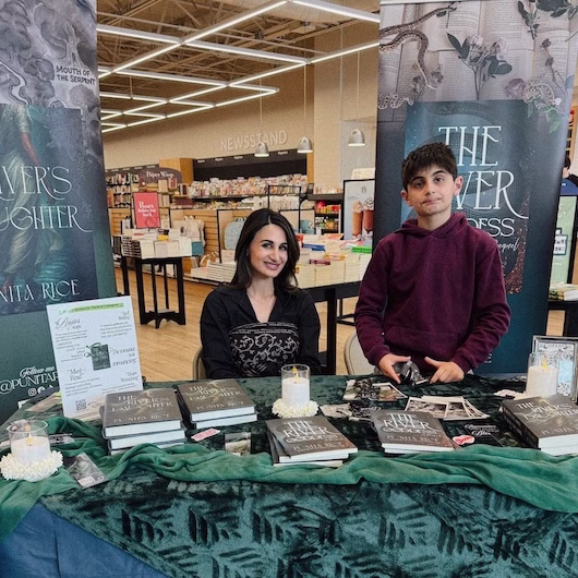 Punita Rice with family at Barnes & Noble Columbia Mall author event